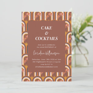 Invitation Retro Bohemian Terracotta Floral Anniversaire Part