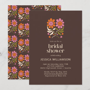 Invitation Retro Boho 70s Sourire Floral Groovy Enterrement d