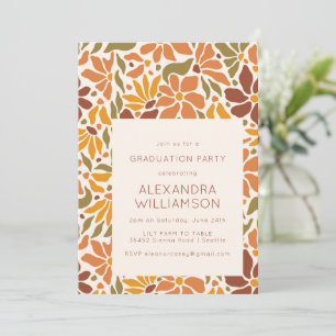 Invitation Retro Boho Earthy Botanical Graduical Party