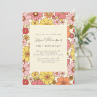 Retro Boho rose jaune Floral Super 50e anniversair