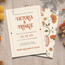 Retro Boho rouge rose jaune Mariage de motifs flor