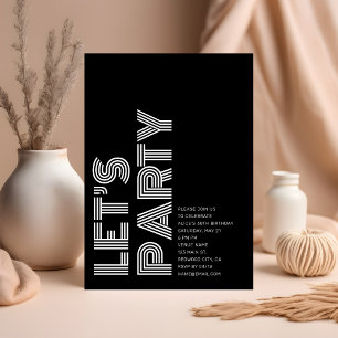 Invitation Retro Bold fête d'anniversaire Noir