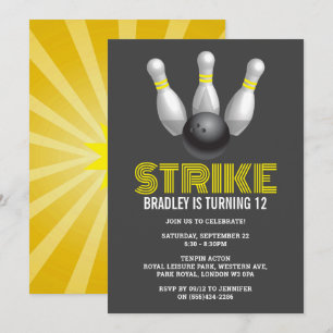 Invitation Retro Bowling N'Importe Quel Âge Anniversaire