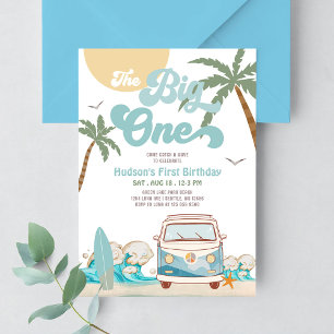 Invitation Retro Boy The Big One Surf 1er anniversaire
