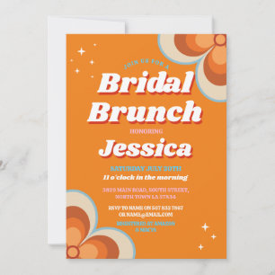 Invitation Retro Bridal Brunch 1970 Orange Vintage