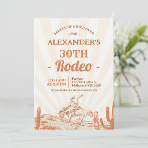Invitation Retro Brown Cowboy à thème 30e anniversaire