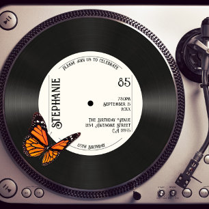 Invitation Rétro Butterfly Faux Record Musique 85e anniversai
