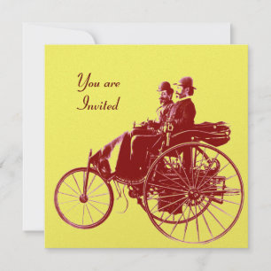 Invitation RETRO CARS 2, RESTAURATION AUTOMATIQUE, jaune brun