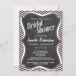 Invitation Retro Chalkboard look; Dark Sienna Chevron