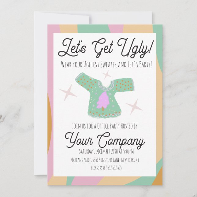 Invitation Retro Christmas Party Ugly Sweat événement (Devant)