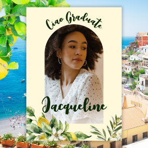 Invitation Retro Ciao Diplômé Italien 2024 Arc Rose Photo