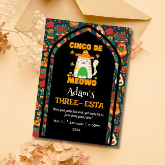 Invitation Retro Cinco De Mayo- Chat Mignon Three-esta 