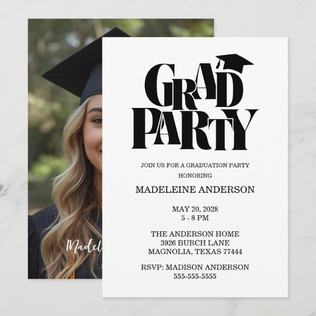 Invitation Retro Class of Congrats Graduation Photo (Devant / Derrière)