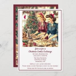 Invitation Retro Cookie Exchange Noël