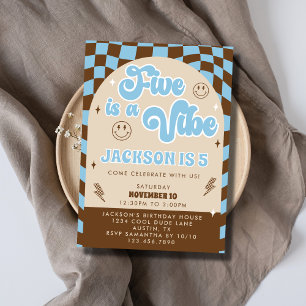 Invitation Retro Cool Five est une Vibe Boys 5e fête d'annive