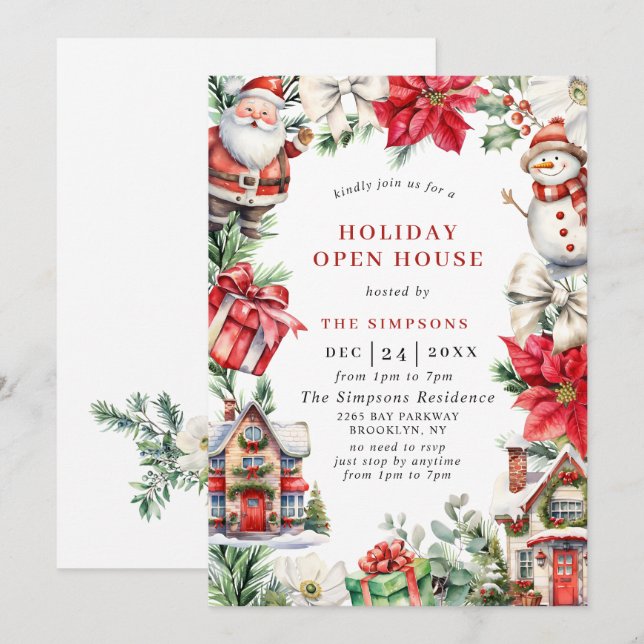 Invitation Retro Country Open House Noël (Devant / Derrière)