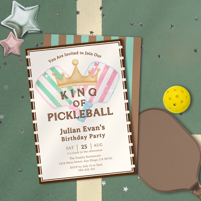 Invitation Retro County Club King of Pickleball Anniversaire (Retro County Club King of Pickleball Birthday Invitation)
