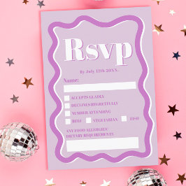 Invitation Retro courbe violet squiggle ondulée rsvp