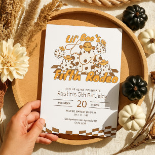 Invitation Retro Cowboy Halloween À damiers Motif Anniversair