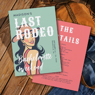 Invitation Retro Cowgirl Dernier Rodeo Glam rose Bachelorette