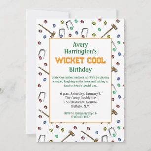 Invitation Retro Croquet à la main Anniversaire Preppy Illust
