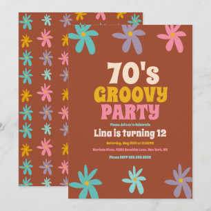 Invitation Retro Daisy Doodle Fleurs Super fête d'anniversair