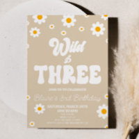 Retro Daisy Flower Wild & Trois 3e fête d'annivers
