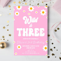 Retro Daisy Flower Wild & Trois 3e fête d'annivers