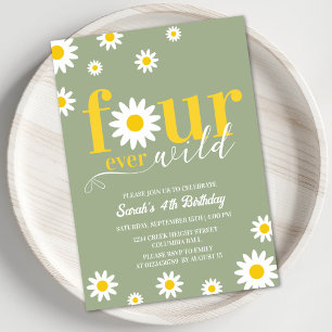 Invitation Retro Daisy Four Ever Wild Sage Green 4e anniversa