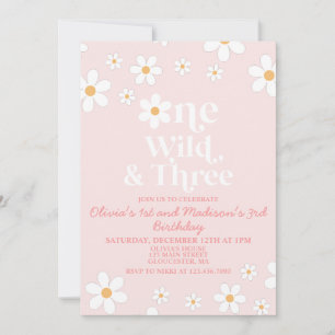 Invitation Retro Daisy One Wild et Trois Anniversaire