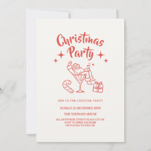Invitation rétro de fête de Noël avec le Père Noël