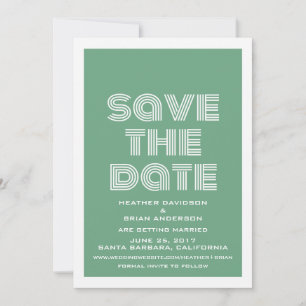 Invitation rétro de mise en mémoire de date, vert
