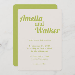 Invitation Retro Delight Chartreuse Mariage vert