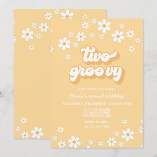 Invitation Retro Deux marguerite Super boho floral deuxième a