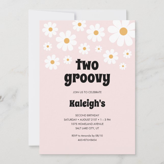 Invitation Retro Deux Super 70's Style Anniversaire (Devant)