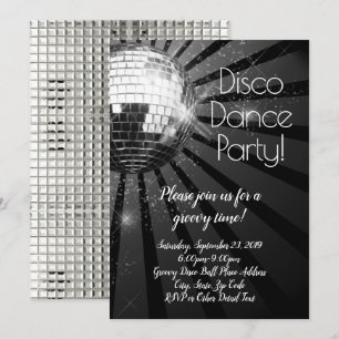 Invitation Retro Disco Dance les années 70 fête d'anniversair