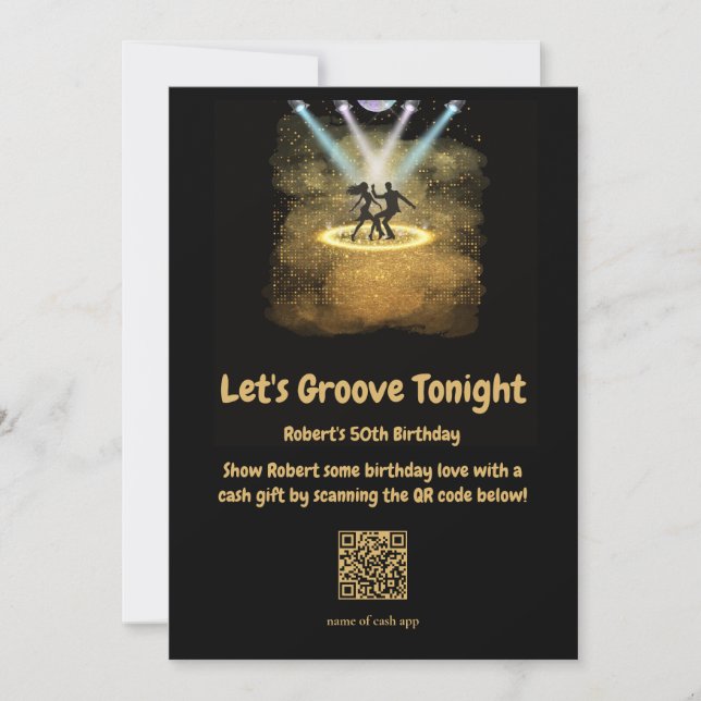Invitation Retro Disco Party Code QR Fête d'anniversaire   (Devant)