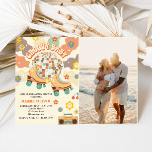 Invitation Retro Disco Roller Skate Baby shower Party Photo