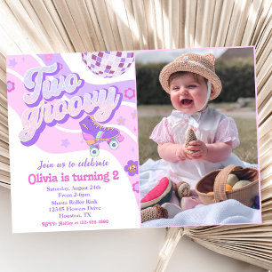 Invitation Retro Disco Roller Skate Deux Super 2e anniversair