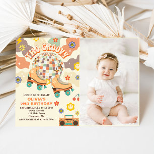 Invitation Retro Disco Roller Skate Deux Super 2e anniversair