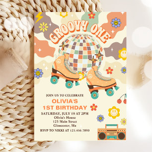 Invitation Retro Disco Roller Skate Super Un 1er anniversaire
