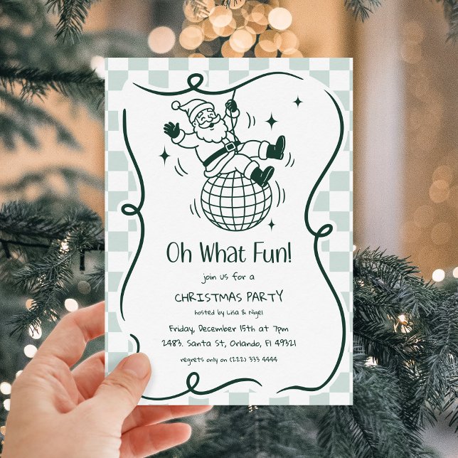 Invitation Retro Doodle Disco Santa Christmas Party (Créateur téléchargé)