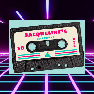 Invitation Retro Eighties Music Mix Tape 50e fête d'anniversa