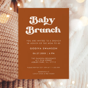 Invitation Retro élégant Burnt Orange Baby Brunch