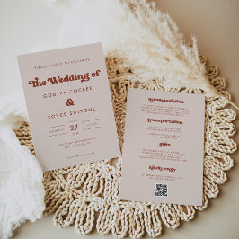 Invitation Retro élégant mariage rose Peach