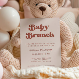 Invitation Retro élégant Peach Pink Baby Brunch