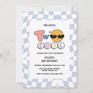 Invitation Retro Emoji Deux Cool Wavy Boy 2e anniversaire