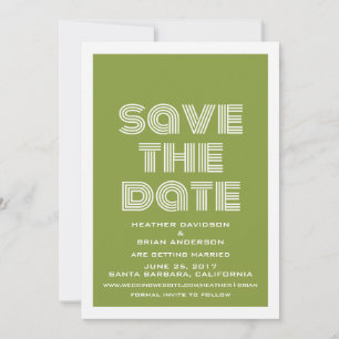 Invitation Rétro Enregistrer l'Invitation de date, Vert olive