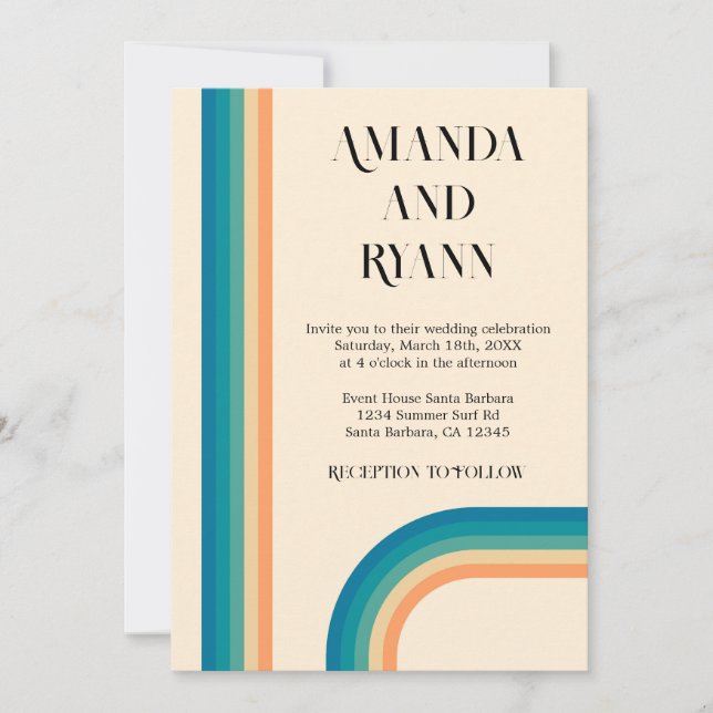 Invitation Retro Été Vintage Photo QR Code Mariage (Devant)