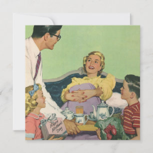 Invitation Retro Family Sert Maman Petit déjeuner en Bed